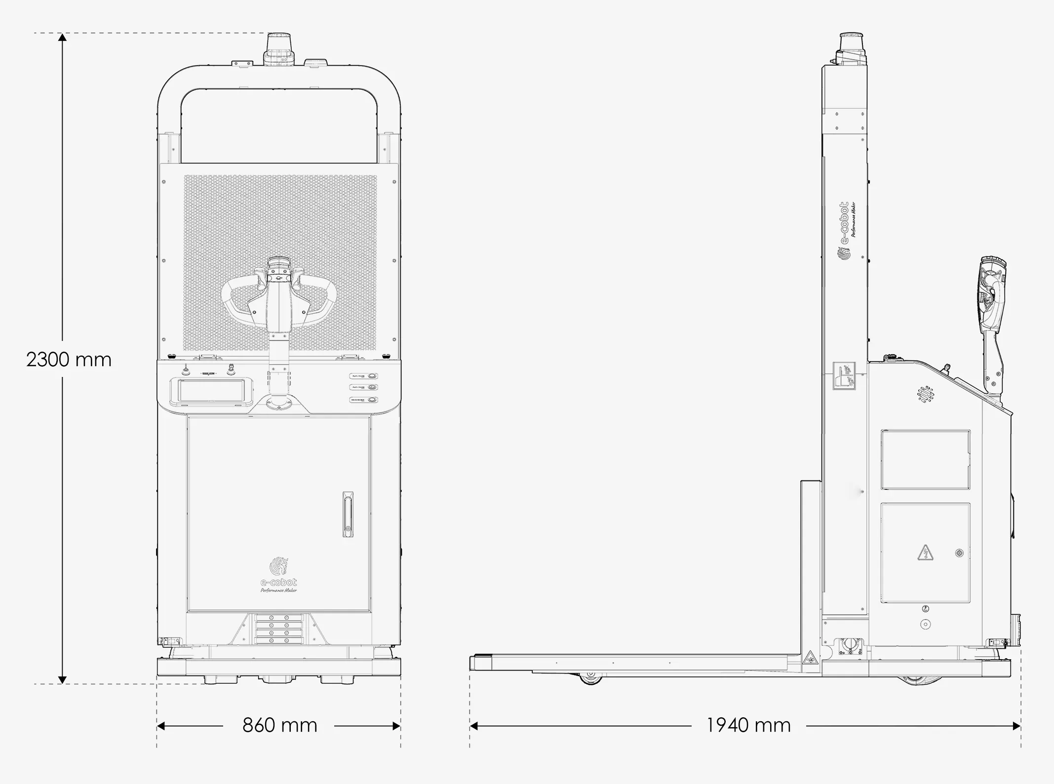 TPL1000 autonomous mobile pallet jack technical drawing